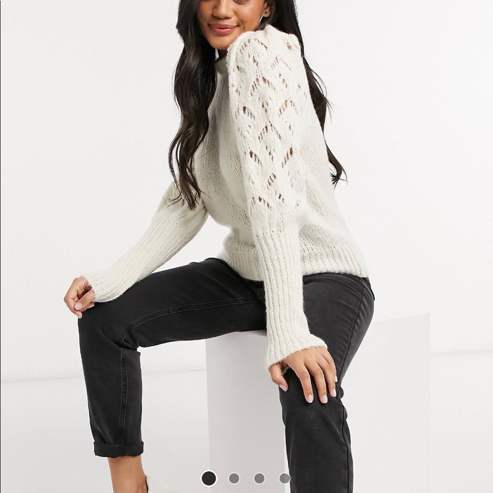 NWT Sweater with Pointelle Sleeves